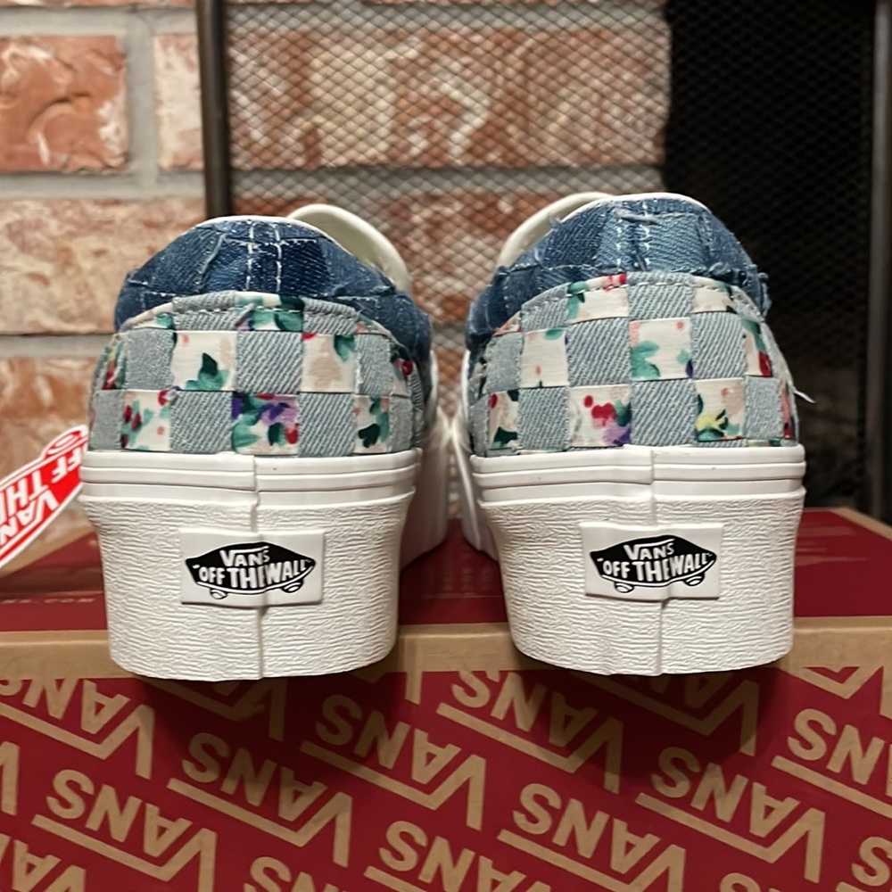 Vans Classic slip on stacked platform Woven Denim Floral - Picture 5 of 10